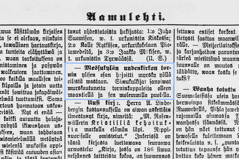 vanhaa suomen kirjoitusta lehdessä.